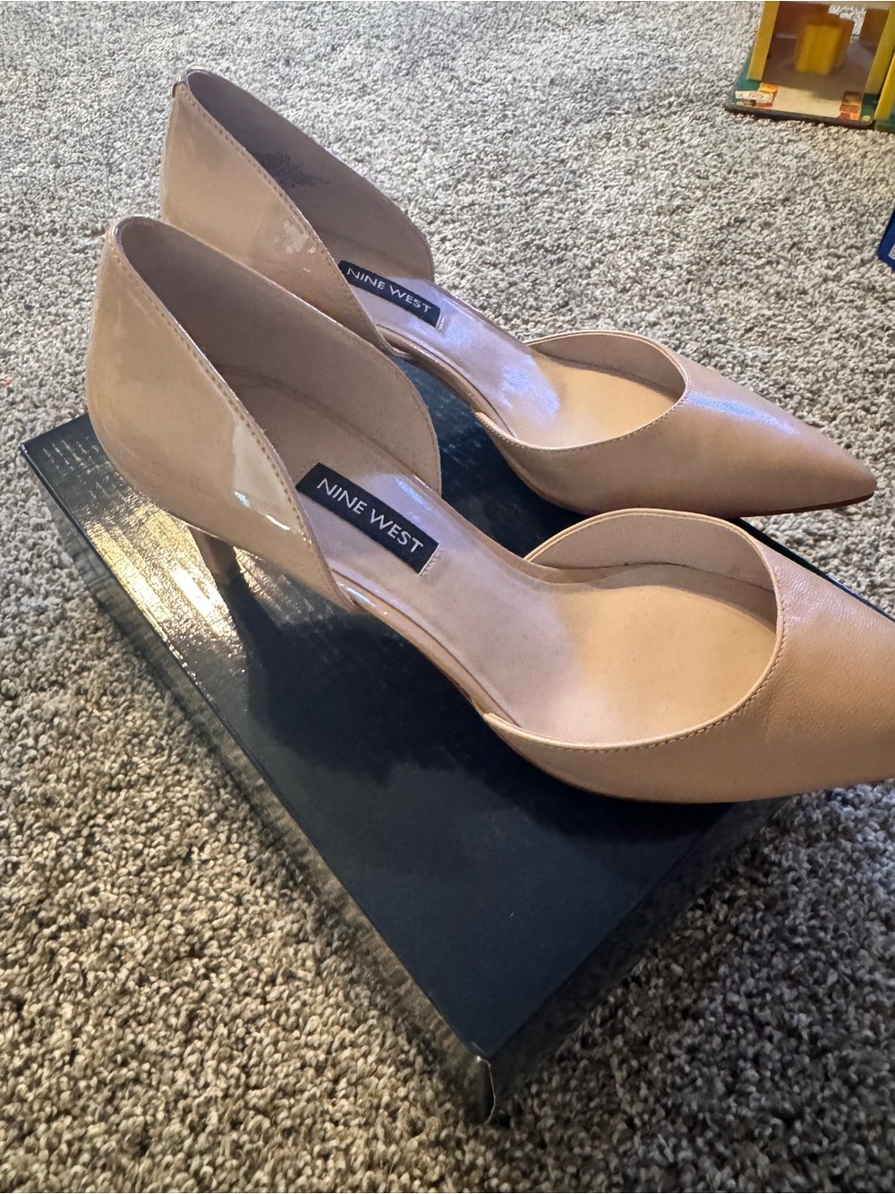 Nine West Beige Patent Pointed D'Orsay Heels